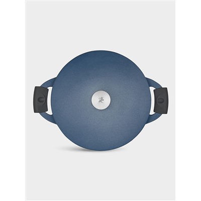 Сотейник, 28 см, 4.0 л, с крышкой, с покрытием, алюминий, синий, Agile