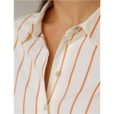 Блузка свободного силуэта в тонкую полоску из эластичного хлопка