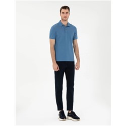 Koyu Mavi Slim Fit %100 Pamuk Polo Yaka Basic Tişört
