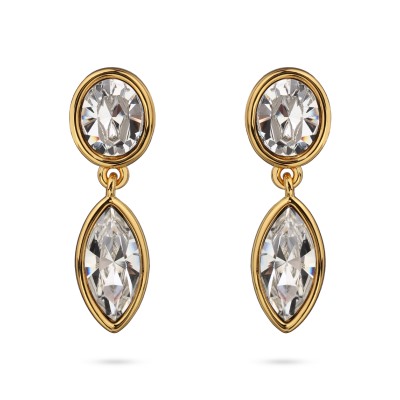 Серьги Эйва (кристаллы SW белые; покрытие золото), Есть комплект