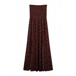 Vestido largo strapless estampado lunares