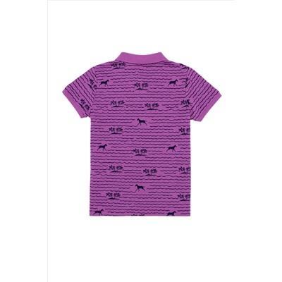 Erkek Çocuk Menekşe Polo Yaka Tişört