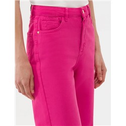 Fuşya High Waist Flare Fit Jean Pantolon