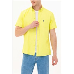 Erkek Neon Sarı Kısa Kollu Gömlek