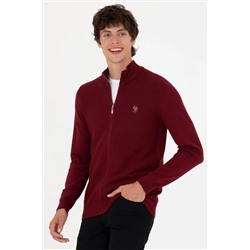 Erkek Bordo Basic Triko Hırka