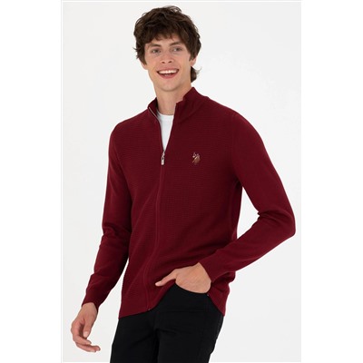 Erkek Bordo Basic Triko Hırka