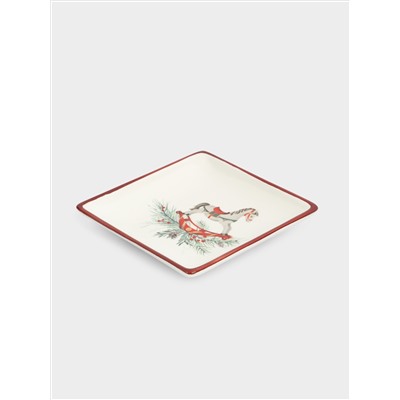 Блюдо, 15х15 см, керамика D, квадратное, красное, Лошадка, Festival
