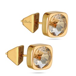 Пусеты Теннис (кристаллы SW шампань 8мм; покрытие золото), Есть комплект