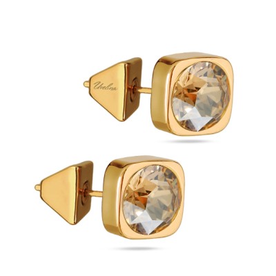 Пусеты Теннис (кристаллы SW шампань 8мм; покрытие золото), Есть комплект