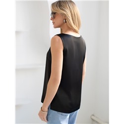 Элегантный топ с V вырезом из струящегося сатина