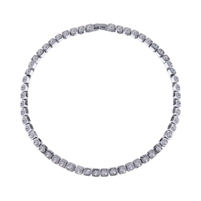 Колье Теннис (кристаллы SW белые 4мм; покрытие родий) 36-39см, Есть комплект