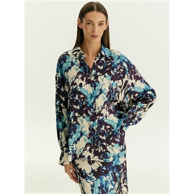 Рубашка с абстрактным принтом из 100% вискозы, B3245/graphica