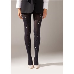 Blickdichte Strumpfhose mit Perlen