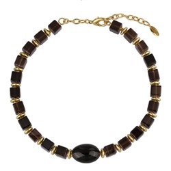 Колье Терра (раухтопаз 10мм; покрытие золото) 43-48см, Есть комплект