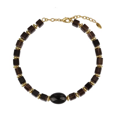 Колье Терра (раухтопаз 10мм; покрытие золото) 43-48см, Есть комплект