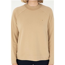 Kadın Kum Bisiklet Yaka Sweatshirt