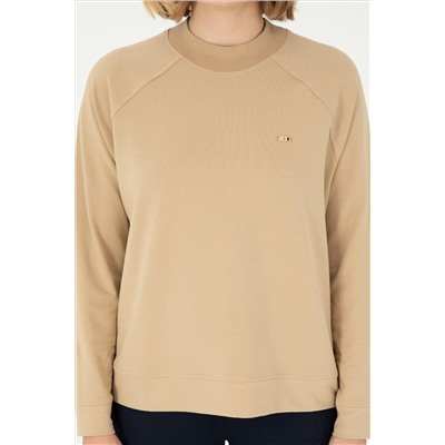 Kadın Kum Bisiklet Yaka Sweatshirt