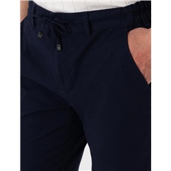 Lacivert Slim Fit Keten Görünümlü Kanvas Pantolon
