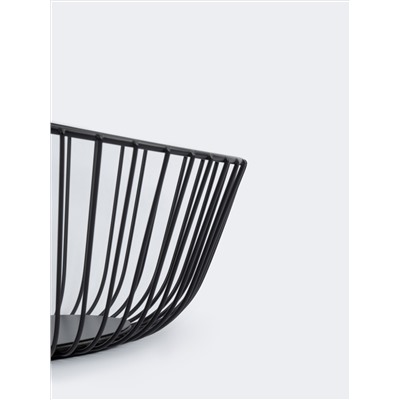 Корзина для фруктов, 25 см, металл, черная, Прутья, Spin