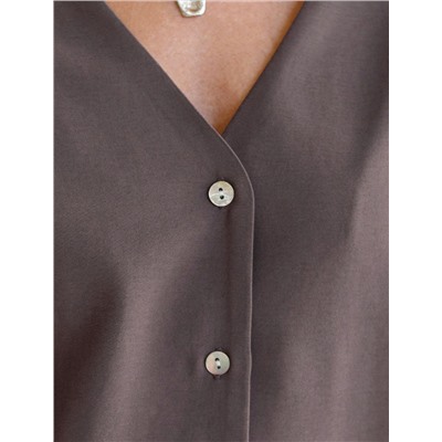 Укороченная блузка с V вырезом из плотного лиоцелла