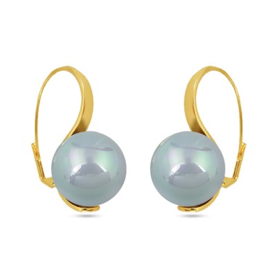 Серьги (Майорка 16мм голубая; покрытие золото), Есть комплект