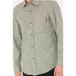 Erkek Haki Uzun Kollu Gömlek