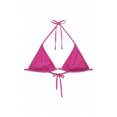 Top bikini triangular rosa brillo