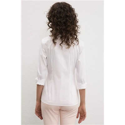 Kadın Beyaz Uzun Kollu Basic Gömlek
