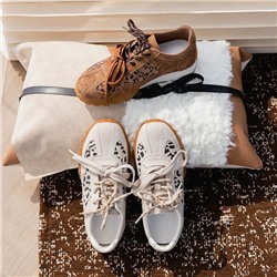 Женские замшевые кроссовки с леопардовым принтом