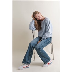 Sudadera corta felpa algodón azul claro