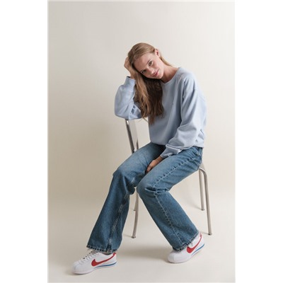 Sudadera corta felpa algodón azul claro