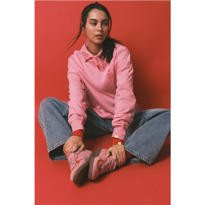 Sudadera capucha felpa algodón rosa