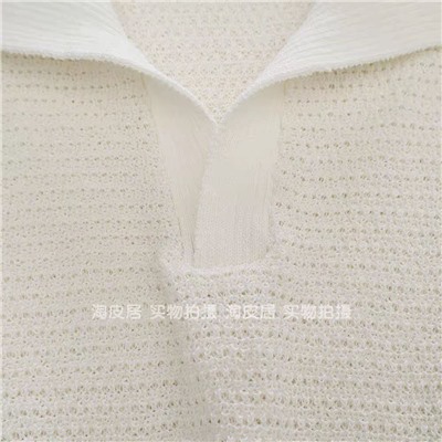 Вязаный ажурный джемпер-поло с короткими рукавами ЗАР*А