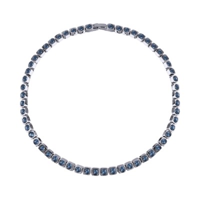 Колье Теннис (кристаллы SW джинс 4мм; покрытие родий) 36-39см, Есть комплект