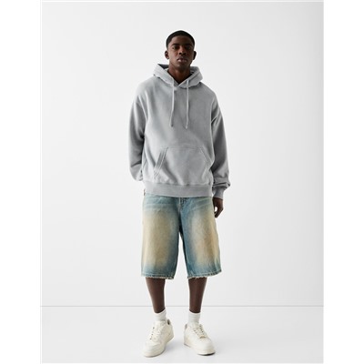 Faded-effect boxy fit hoodie
