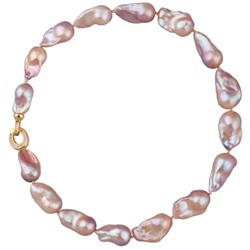 Колье Барокко (жемчуг 15-25мм лососевый, фианит; покрытие золото) 45см, Есть комплект