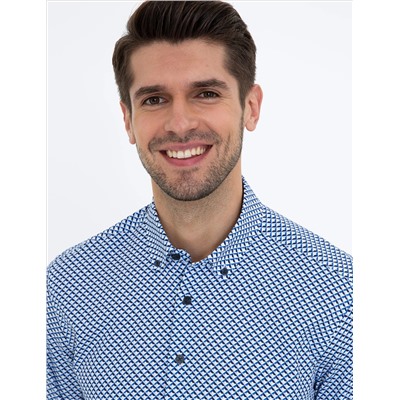 Lacivert Slim Fit Uzun Kollu Gömlek