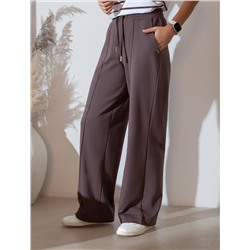 Прямые трикотажные брюки на резинке из футера двухнитки эластичные