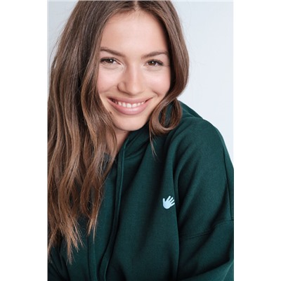 Sudadera capucha felpa verde
