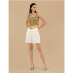 Yeşil Crop Top Bluz