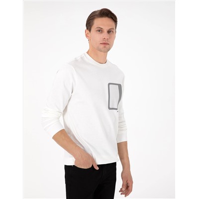 Ekru Regular Fit Bisiklet Yaka Sweatshirt