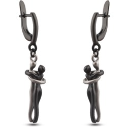 Серьги Объятия (покрытие матовый родий, матовый черный родий)