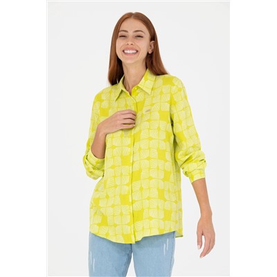 Kadın Neon Sarı Uzun Kollu Gömlek