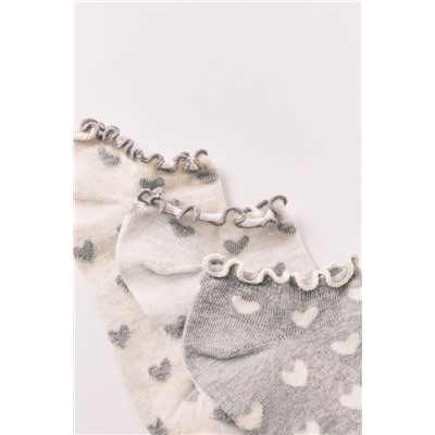 Pack 3 calcetines cortos estampado corazones