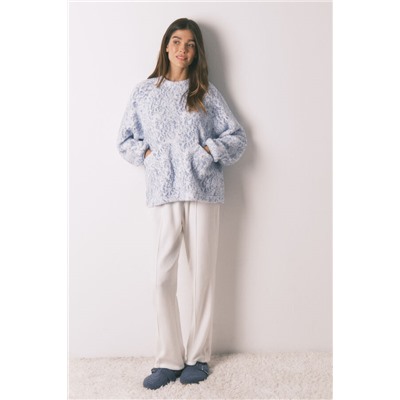 Pijama largo borreguito azul