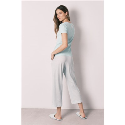 Pijama manga corta verde cuadros Vichy