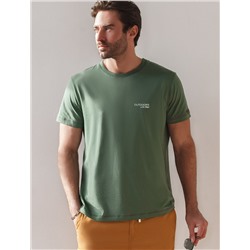 Футболка полуприлегающего кроя с принтом из премиального хлопка