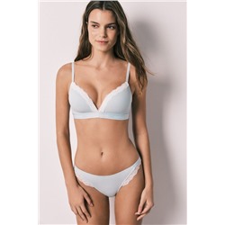 Braga brasileña tira algodón canalé azul