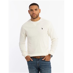 SOLID RIB KNIT CREW NECK PULLOVER