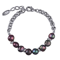 Браслет (жемчуг бензиновый 6мм; покрытие родий) 18-21см, Есть комплект